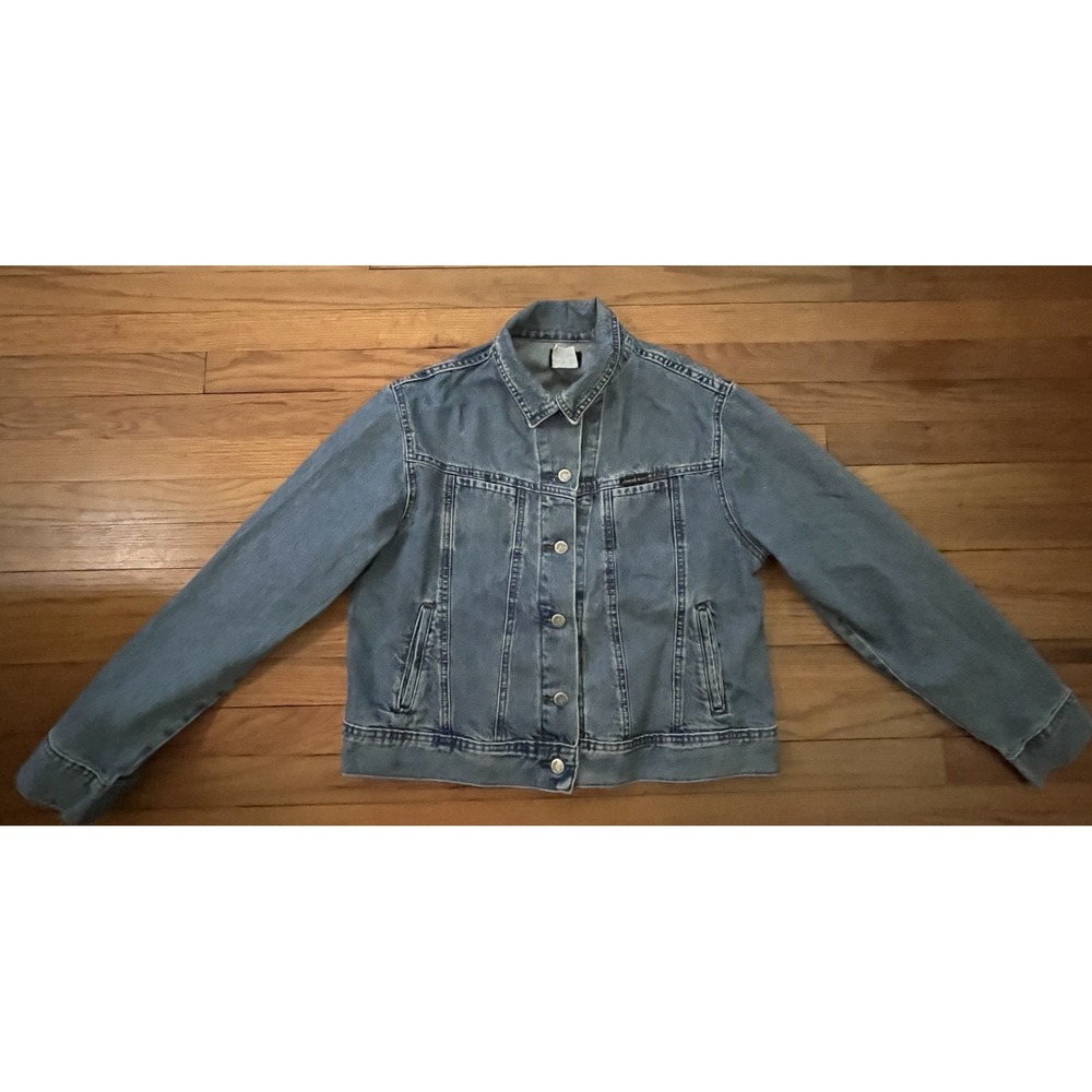 Vintage Riveted by Lee Blue Stretch Denim Jean Jacket Women XL